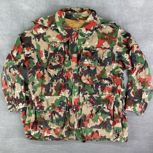 Swiss Army Coat Alpenflage Camouflage M70 Heavy Combat Field Jacket Hooded 46 - Picture 1 of 14
